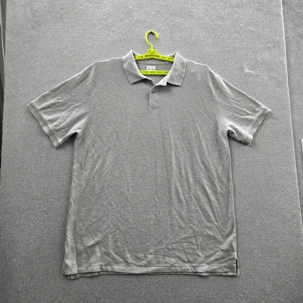 L.L. Bean Men Polo XXL TALL Gray Button Short Sleeve